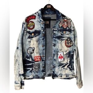 Copper Rivet Motorcycle Painted Butch Jean Jacket Size Large